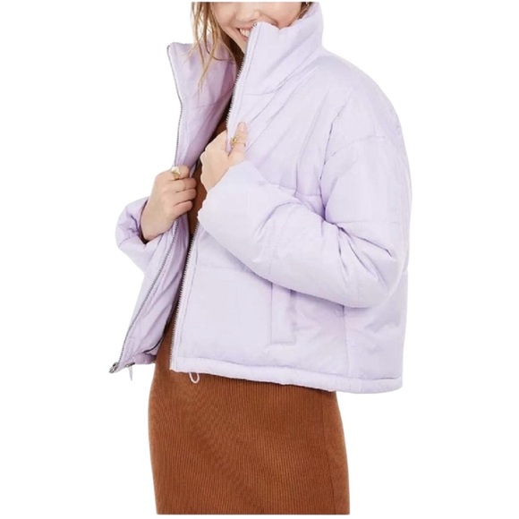 NWT Celebrity Pink‎ Juniors Cropped Puffer Jacket in Lavender Warm - Picture 1 of 10